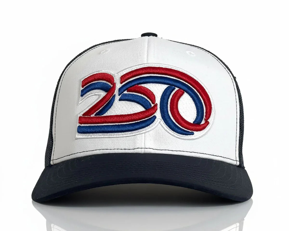 USA 250 6 - Panel Curved Snapback, Richardson 112 White - Tailgate Hats