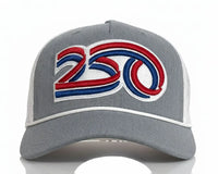 USA 250 5 - Panel Curved Rope Hat, Richardson 112 Grey - Tailgate Hats