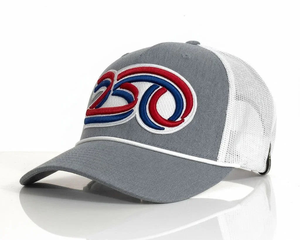 USA 250 5 - Panel Curved Rope Hat, Richardson 112 Grey - Tailgate Hats