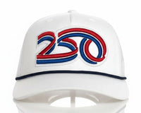 USA 250 5 - Panel Curved Rope Hat, Richardson 112 White - Tailgate Hats