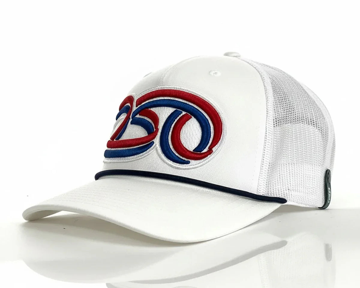 USA 250 5 - Panel Curved Rope Hat, Richardson 112 White - Tailgate Hats