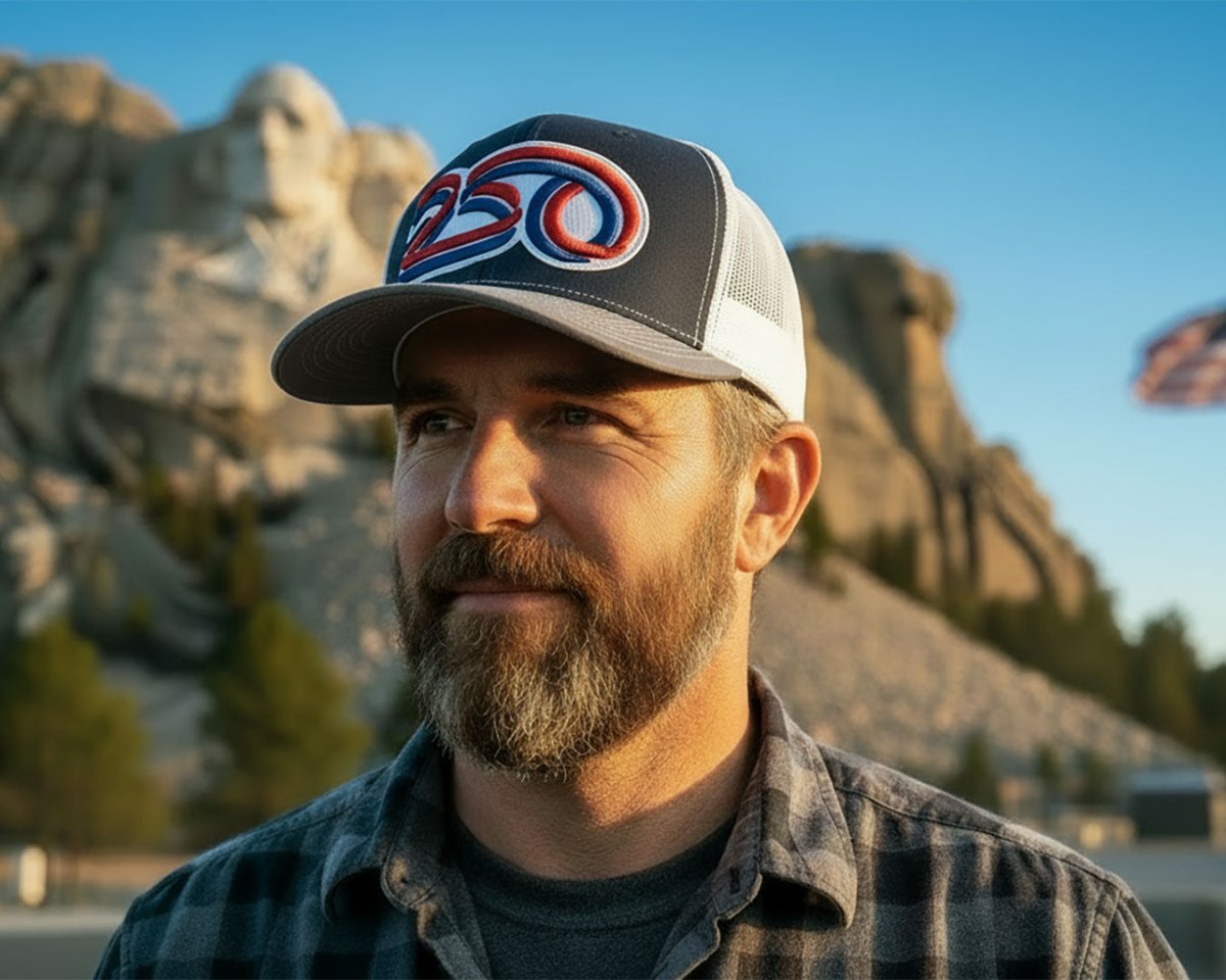 USA 250 6 - Panel Curved Snapback, Richardson 112 Blue - Tailgate Hats