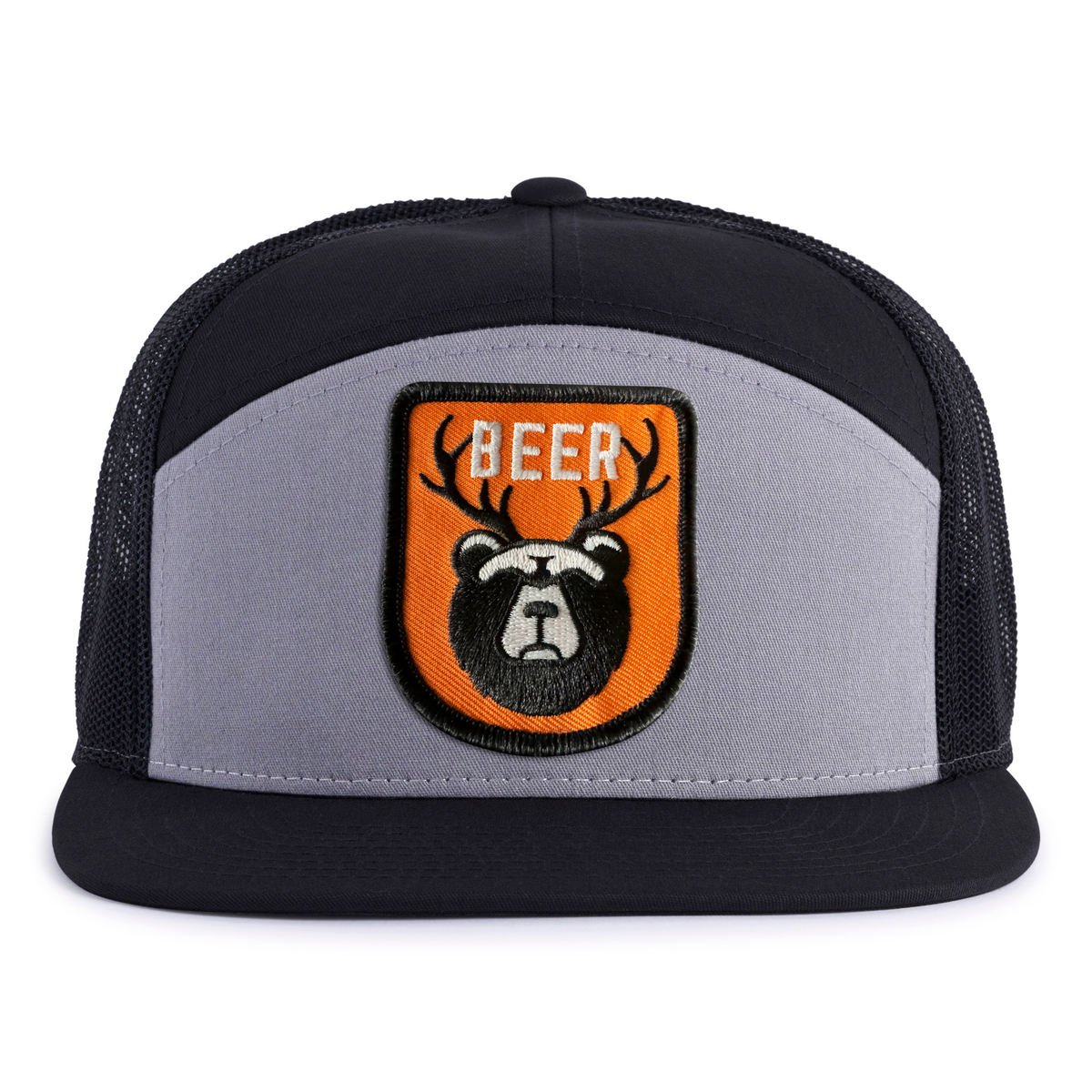 BEAR DEER 7-Panel Flat Bill Snapback, Richardson 168 Black