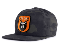 BEAR DEER 6-Panel Flat Camo Hat Brown
