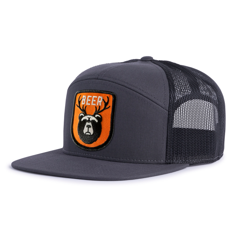 BEAR DEER 7-Panel Flat Snapback