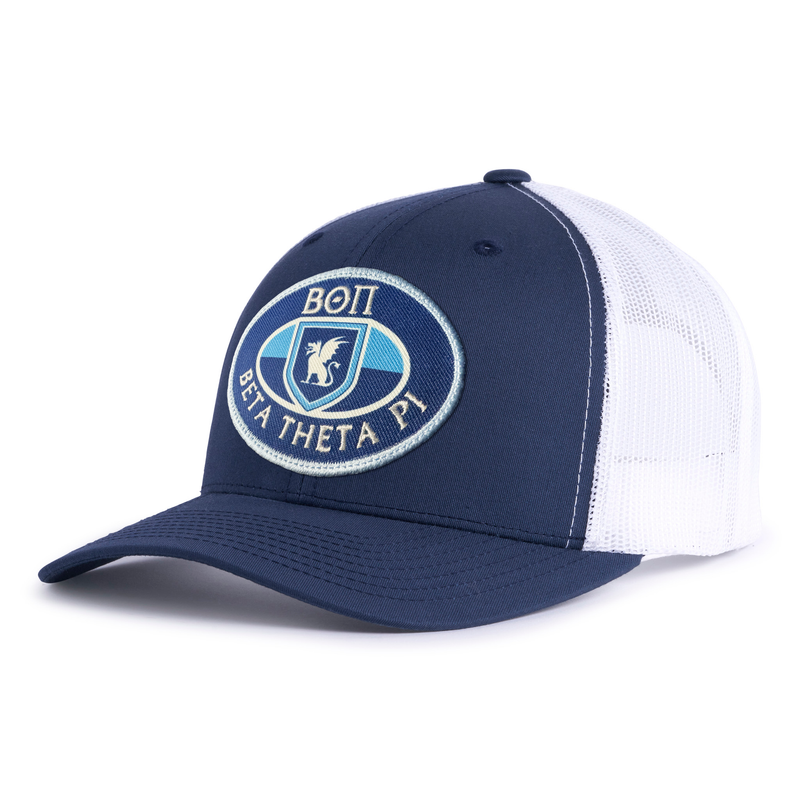 BETA 6-Panel Curved Navy/White Frat Hat main view - Tailgate Hats