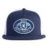 BETA 5-Panel Flat Navy/White Frat Hat front view - Tailgate Hats