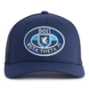 BETA 6-Panel Curved Navy Frat Hat front view - Tailgate Hats