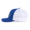 BETA 6-Panel Curved Royal/White Frat Hat side view - Tailgate Hats