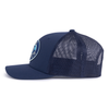 BETA 5-Panel Curved Navy Frat Hat side view - Tailgate Hats