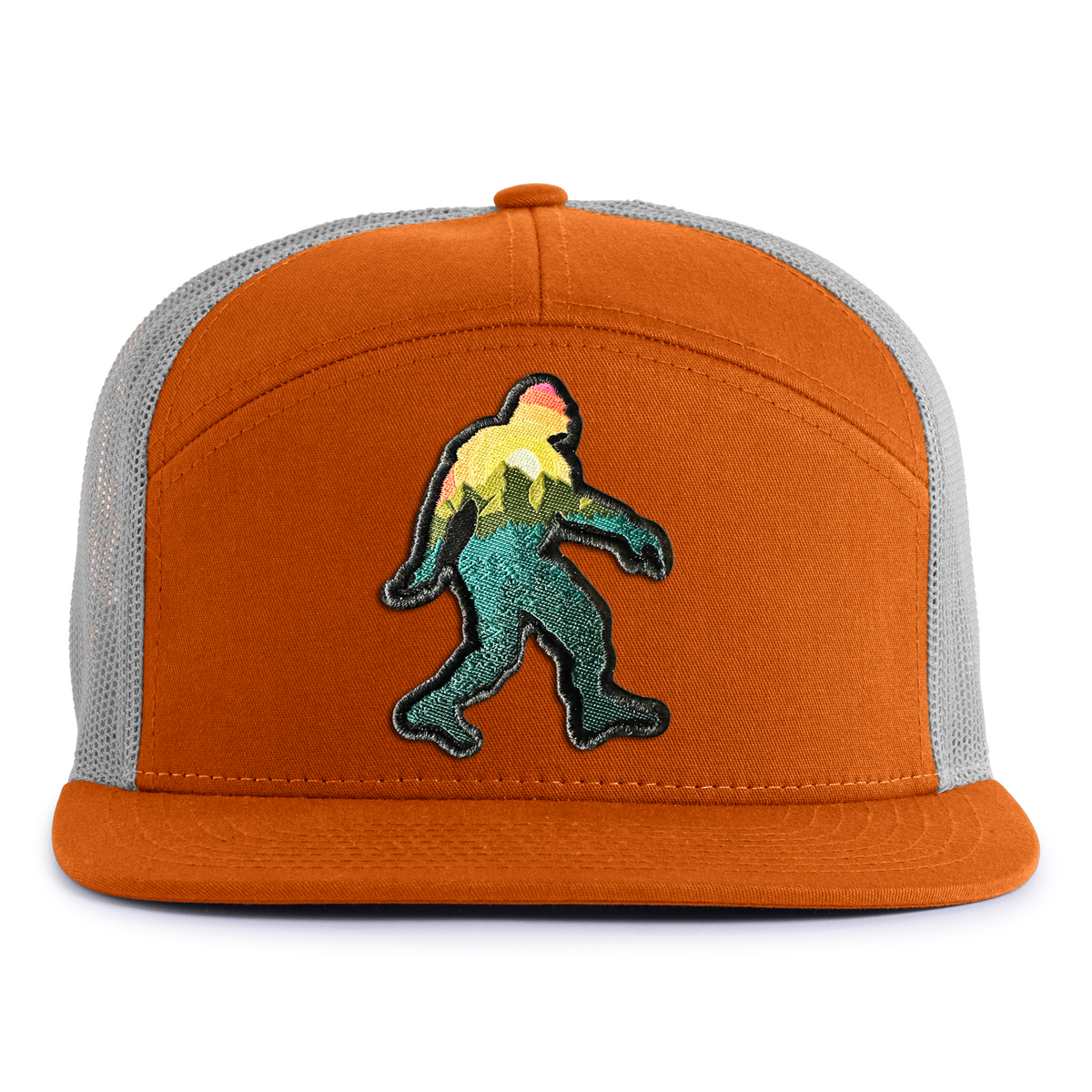 BIG FOOT WALKING 7-Panel Flat Snapback, Richardson 168 Orange