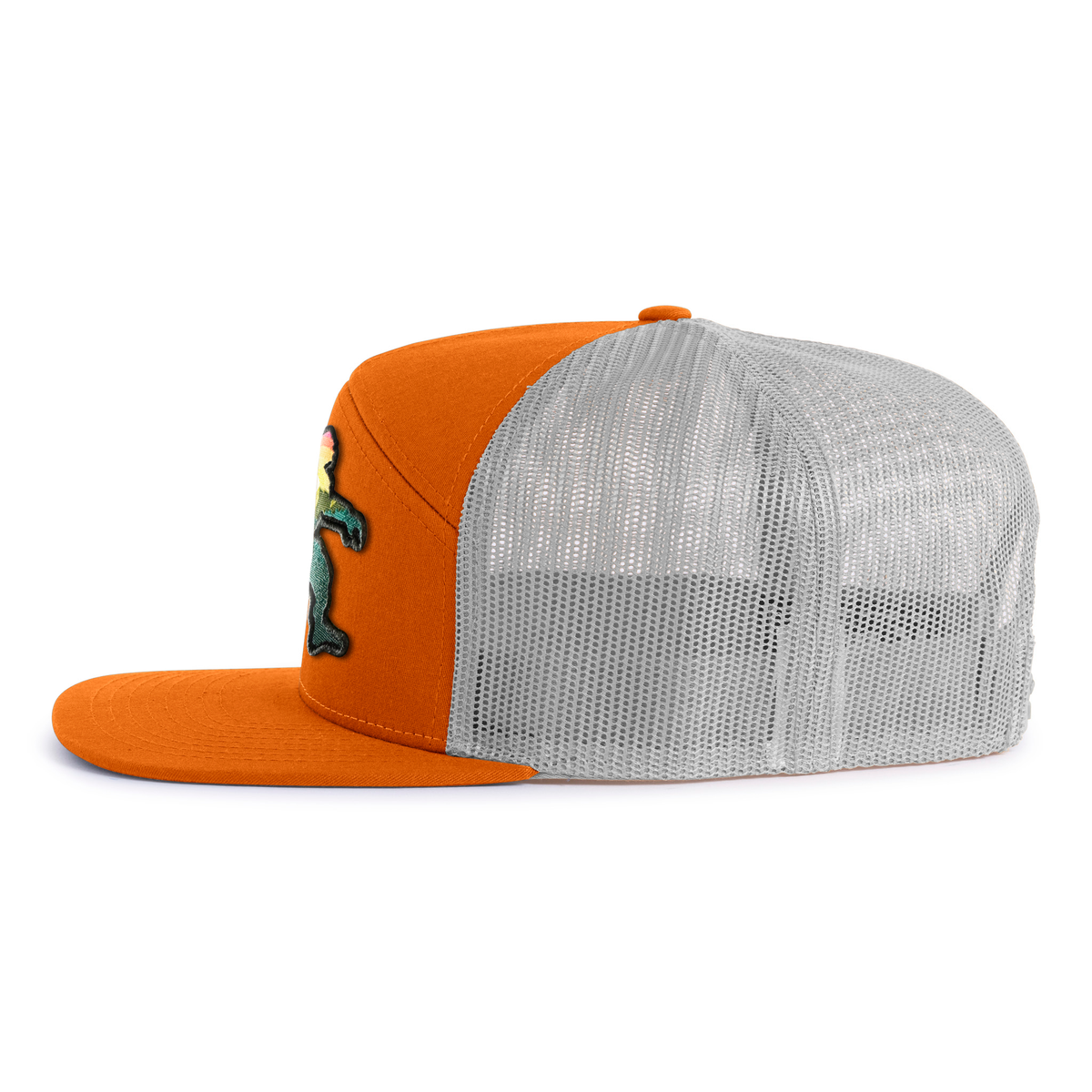 BIG FOOT WALKING 7-Panel Flat Snapback, Richardson 168 Orange