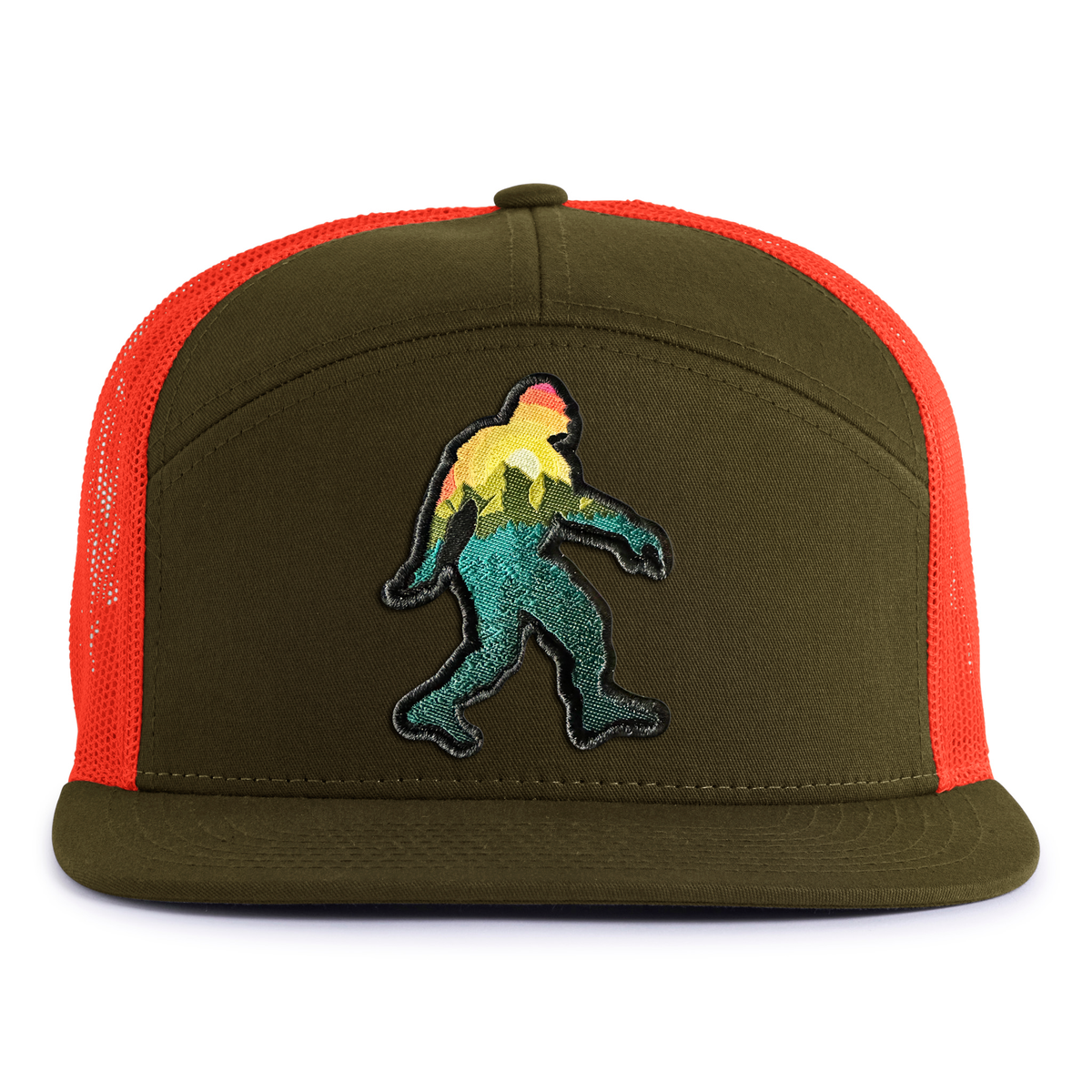 BIG FOOT WALKING 7-Panel Flat Snapback, Richardson 168 Green