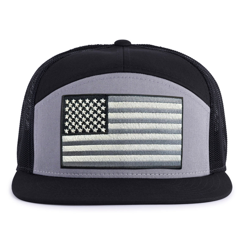 BIG USA FLAG 7-Panel Flat Grey/Black - Tailgate Hats