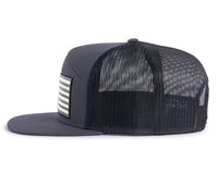 USA BIG FLAG 7-Panel Flat Snapback, Richardson 168 Grey