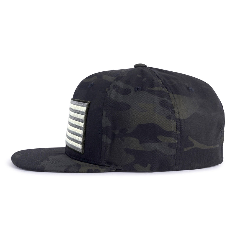 BIG USA FLAG 6-Panel Flat Black Camo - Tailgate Hats