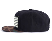 USA BIG FLAG 6-Panel Flat Camo Hat Black
