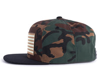 USA BIG FLAG 6-Panel Flat Camo Hat Green