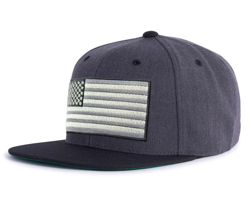 USA BIG FLAG 6-Panel Flat Snapback Grey