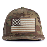 BIG USA FLAG 6-Panel Flat Khaki Camo - Tailgate Hats