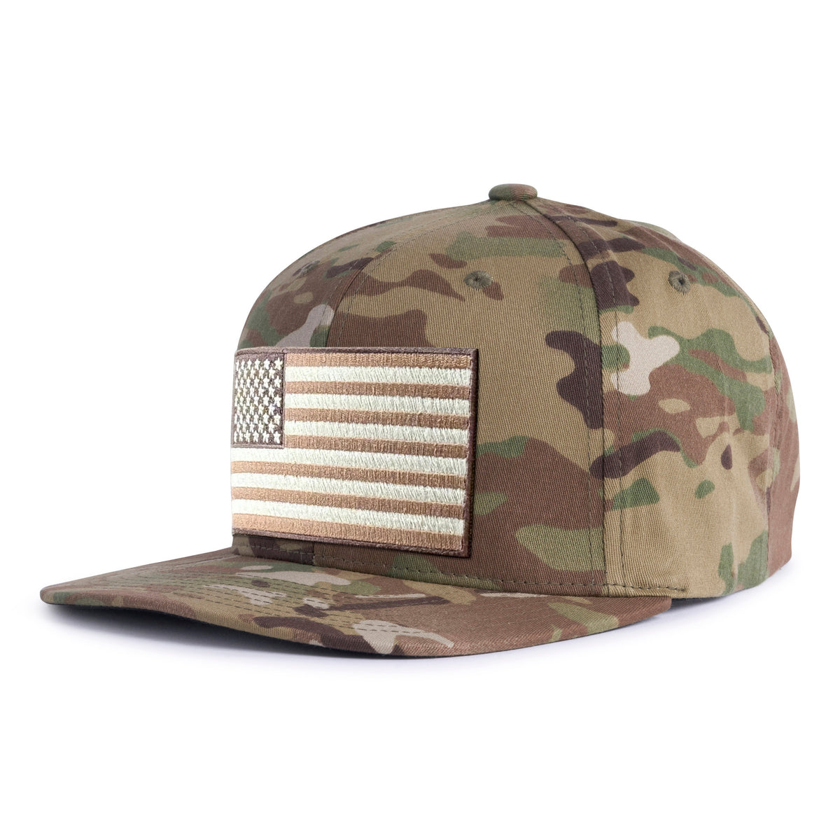 BIG USA FLAG 6-Panel Flat Khaki Camo - Tailgate Hats