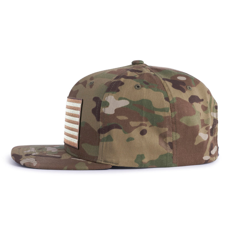 BIG USA FLAG 6-Panel Flat Khaki Camo - Tailgate Hats