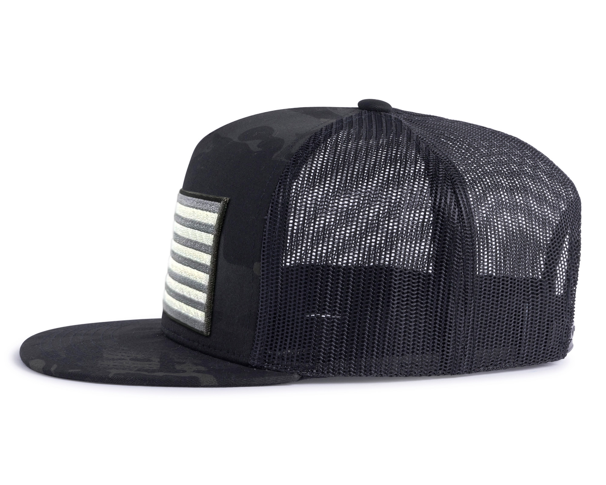 USA BIG FLAG 5-Panel Flat Camo Hat Black