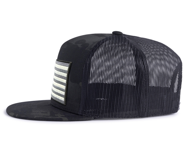 USA BIG FLAG 5-Panel Flat Camo Hat Black