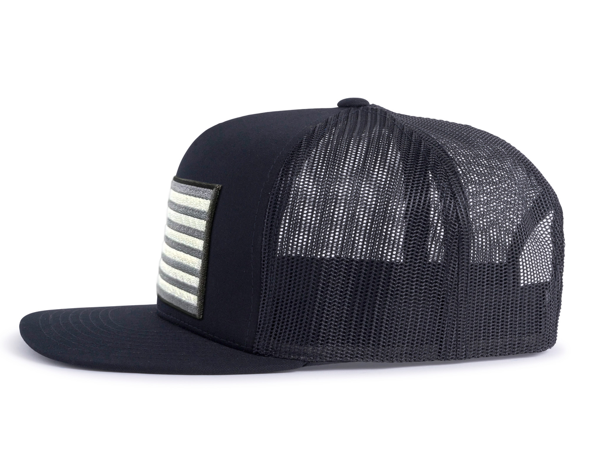 USA BIG FLAG 5-Panel Flat Snapback Black