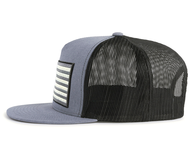 USA BIG FLAG 5-Panel Flat Snapback Grey Black