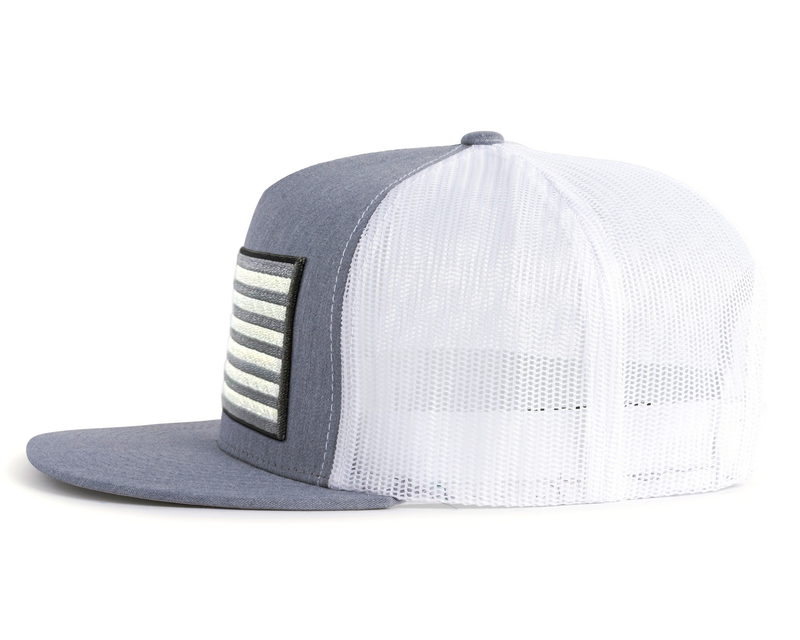 USA BIG FLAG 5-Panel Flat Snapback Grey White
