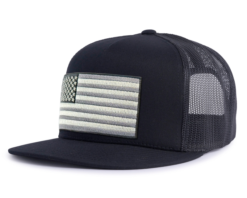 USA BIG FLAG 5-Panel Flat Snapback Black
