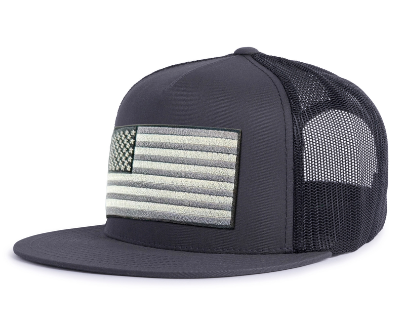 USA BIG FLAG 5-Panel Flat Snapback Grey