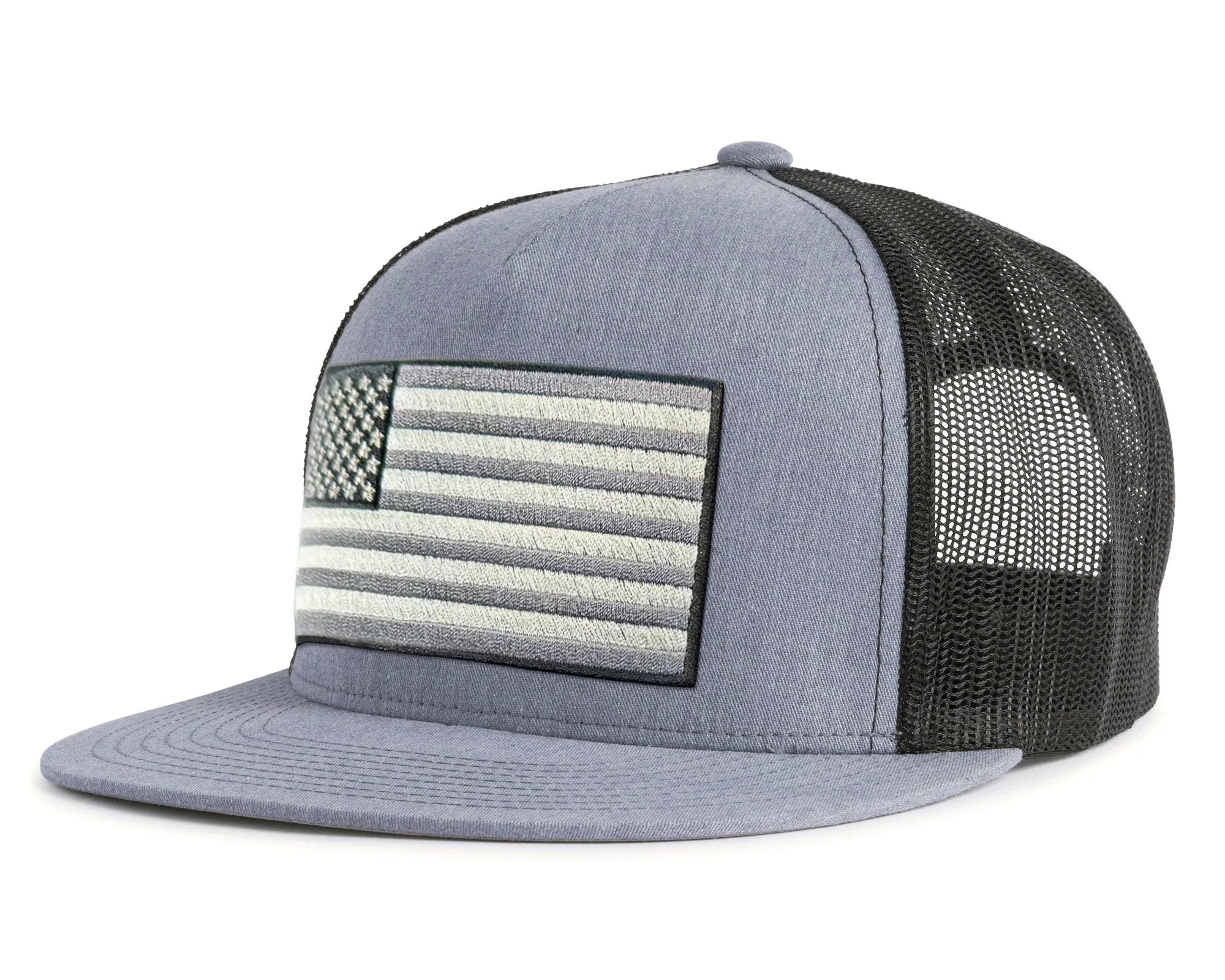 USA BIG FLAG 5-Panel Flat Snapback Grey Black
