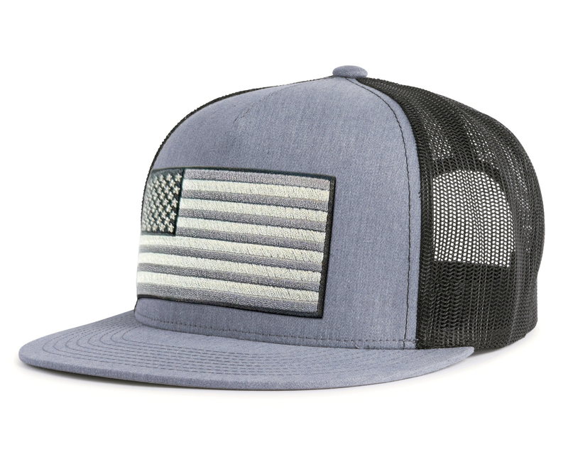 USA BIG FLAG 5-Panel Flat Snapback Grey Black