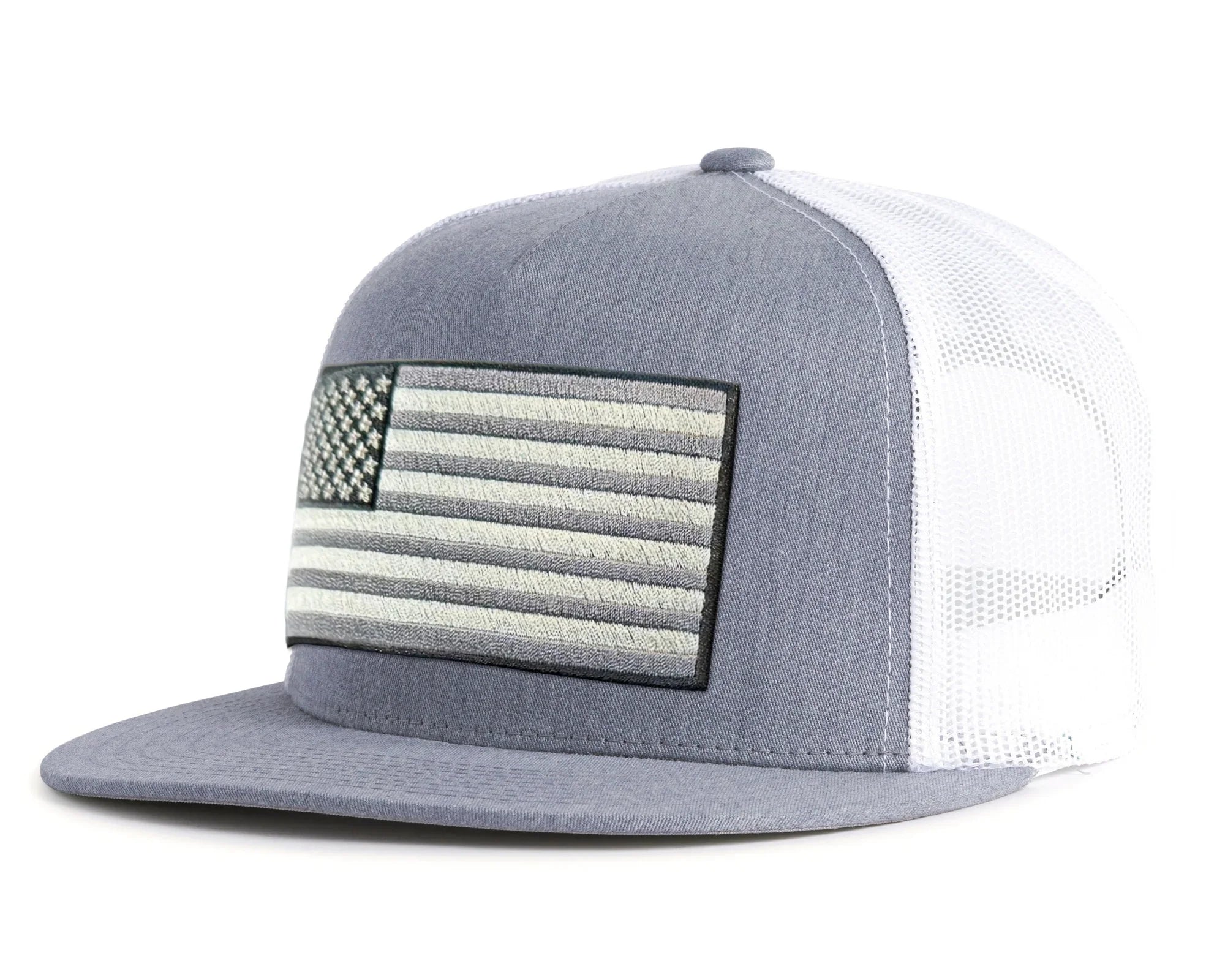 USA BIG FLAG 5-Panel Flat Snapback Grey White
