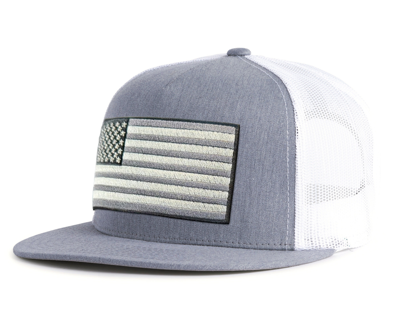 USA BIG FLAG 5-Panel Flat Snapback Grey White