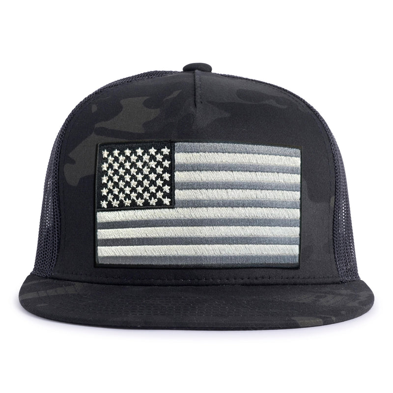 BIG USA FLAG 5-Panel Flat Black Camo - Tailgate Hats
