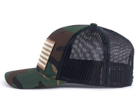 USA BIG FLAG 6-Panel Curved Camo Hat Green