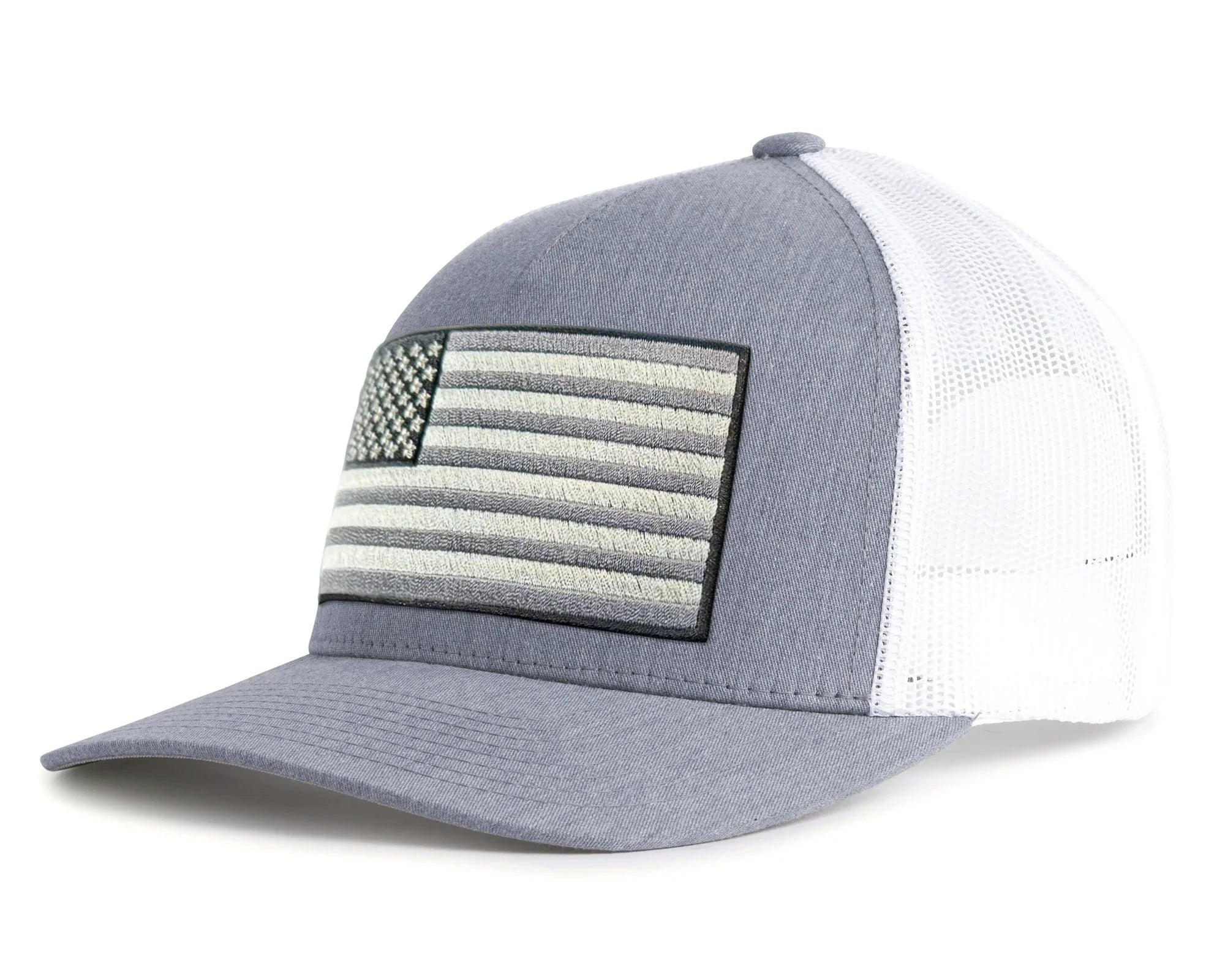 USA BIG FLAG 5-Panel Curved Snapback Grey White