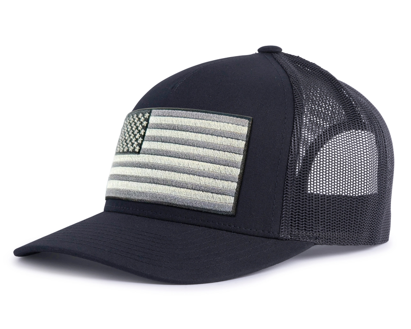 USA BIG FLAG 5-Panel Curved Snapback Black