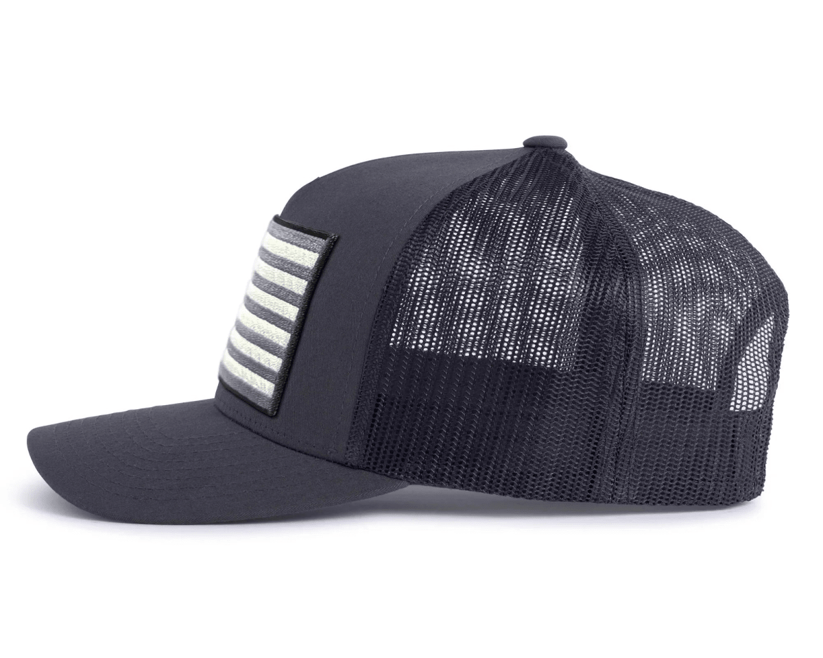 USA BIG FLAG 5 - Panel Curved Snapback Charcoal - Tailgate Hats