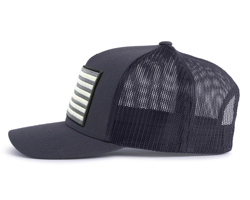 USA BIG FLAG 5-Panel Curved Snapback Charcoal