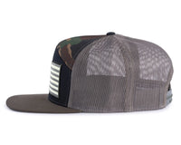USA BIG FLAG 7-Panel Flat Camo Hat, Richardson 168 Black