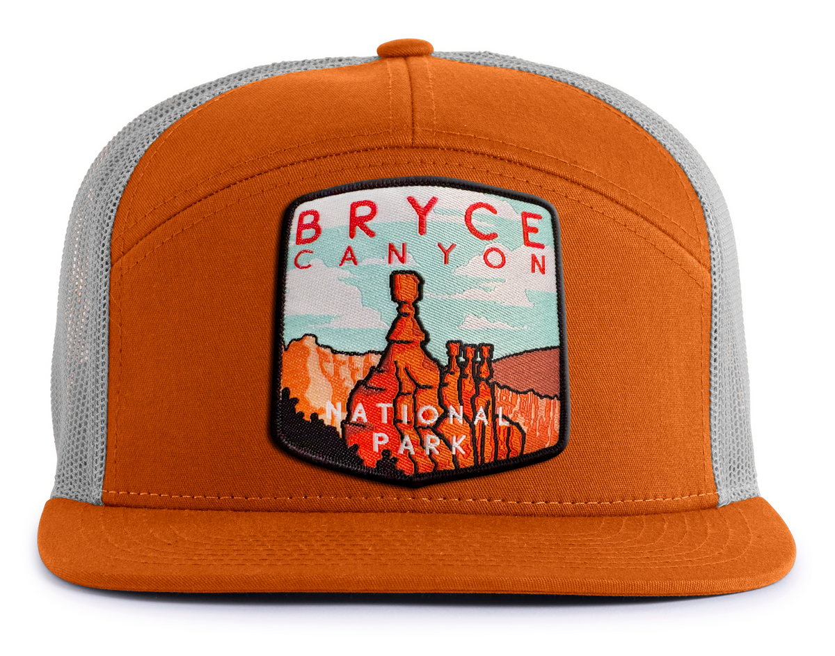 BRYCE CANYON 7-Panel Flat Snapback, Richardson 168 Orange