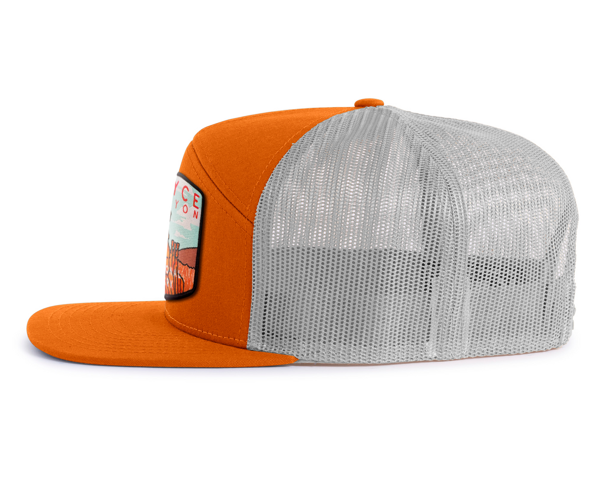 BRYCE CANYON 7-Panel Flat Snapback, Richardson 168 Orange