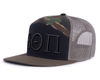 BETA THETA PI 7-Panel Flat Camo Hat, Richardson 168 Black