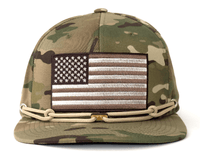 USA FLAG 6-Panel Flat Camo Stampede Hat Beige