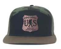 BIGFOOT 7-Panel Flat Bill Camo Snapback, Richardson 168 Black