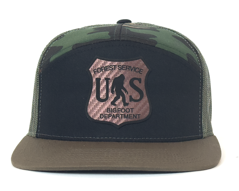 BIGFOOT 7-Panel Flat Bill Camo Snapback, Richardson 168 Black
